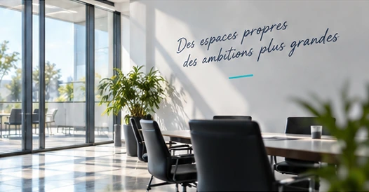 Illustration de bureaux lumineux et de cloisons vitrées.